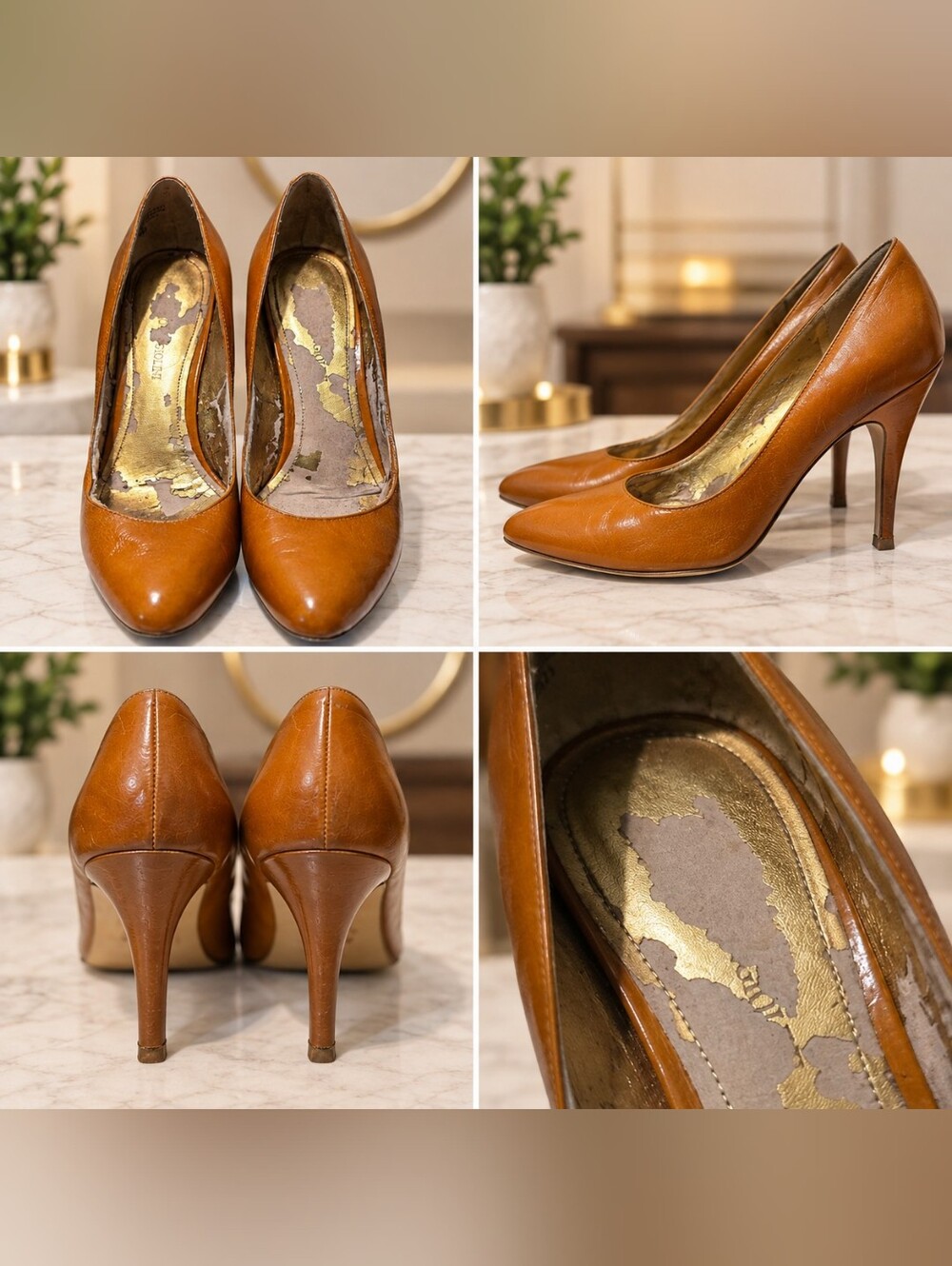 Enzo Angiolini Cognac Leather Classic Pumps Heels Size 8M
